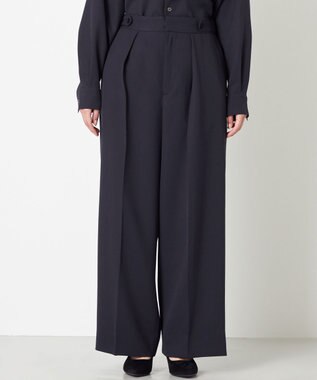 NAVE 【ReNAVE】ウォッシャブルツイル ワイドタックパンツ ネイビー系