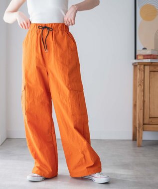 WEGO 【ウエストゴム】ナイロンイージーワイドカーゴパンツ オレンジ