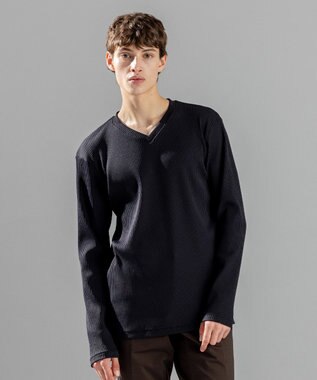 JOSEPH HOMME 【LEON 掲載】テックリブジャージー　Vネックカットソー ブラック系