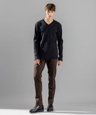 JOSEPH HOMME 【LEON 掲載】テックリブジャージー　Vネックカットソー ブラック系