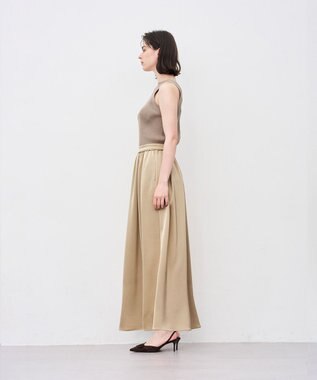 uncrave シャイニーダブルサテン フレアスカート ゴールドベージュ