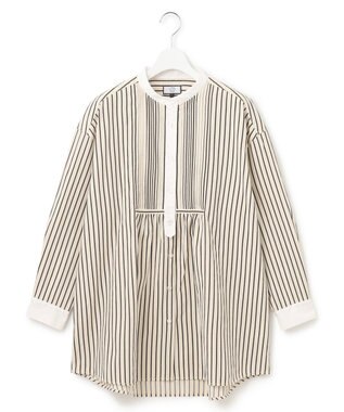 J.PRESS YORK STREET 【WOMEN】コットンタイプライター バンドカラーブラウス ブラック系1