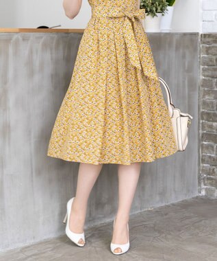 Tiaclasse 【洗える】華やかに着こなせる花柄ワンピース イエロー