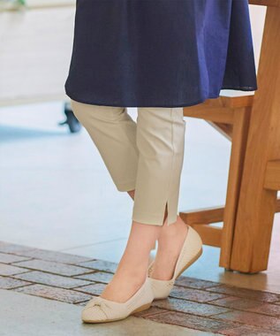 Tiaclasse L 【日本製】ドライモーメント裾スリットパンツ ベージュ