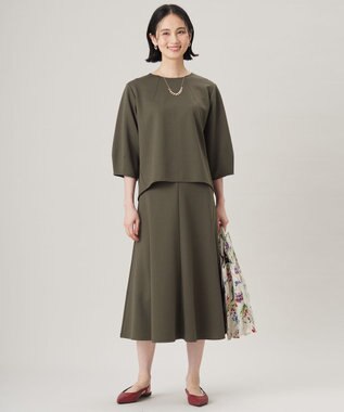 自由区 L 【セットアップ対応・洗える】ブークレダンボールフレア スカート カーキ