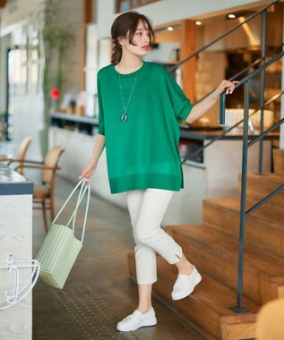 Tiaclasse L 【日本製】ドライモーメント裾スリットパンツ オフホワイト