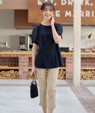 Tiaclasse L 【日本製】ドライモーメント裾スリットパンツ ベージュ