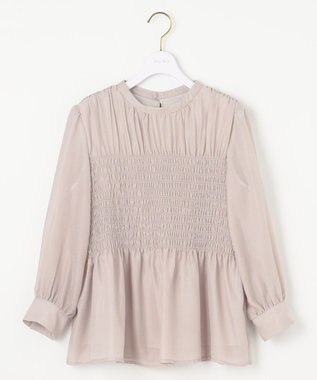 ANY SIS 【洗える】オーガンジーシャーリング ブラウス ライトブレ―