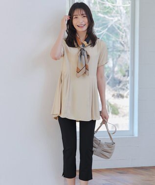 Tiaclasse L 【日本製】ドライモーメント裾スリットパンツ ブラック