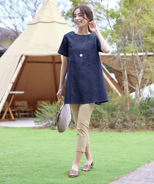 Tiaclasse L 【日本製】ドライモーメント裾スリットパンツ ベージュ