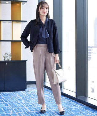 Tiaclasse L 【ダブルクロス】ノーカラージャケット ネイビー