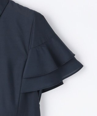 組曲 L 【先行予約】シアーボイル フリル袖ワンピース ネイビー系