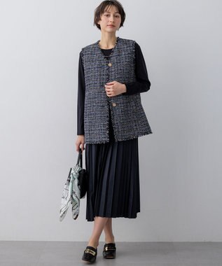 23区 L ニットセットアップ プリーツコンビ ワンピース ブラック系