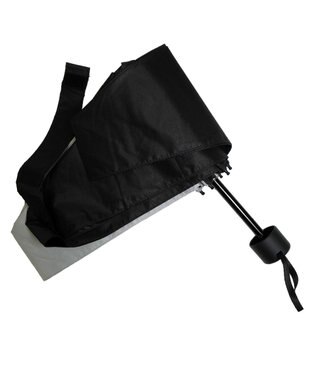+RING UNISEX プラスリング 晴雨兼用 簡単開閉式折傘  BLK×GRY T1338 黒