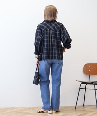 AMERICAN HOLIC イージーケアチェックショート丈シャツ Black