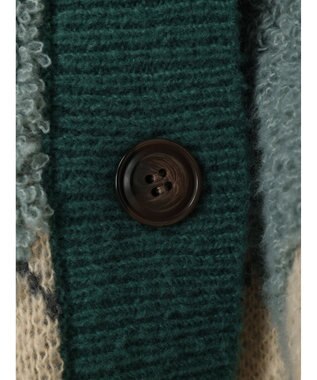 earth music&ecology ループ編みアーガイルカーディガン Green