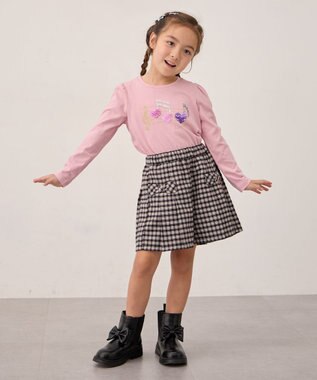 ANY KIDS ミラクルスパンコール 長袖Tシャツ ピンク×音符