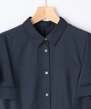 組曲 L 【先行予約】シアーボイル フリル袖ワンピース ネイビー系