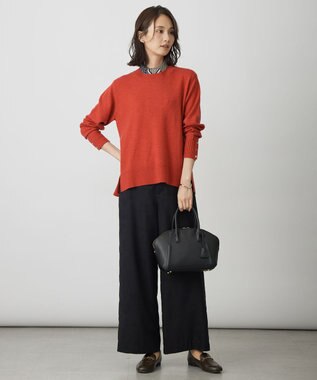 J.PRESS LADIES L マイクロライトスエード ワイド パンツ ダークネイビー系