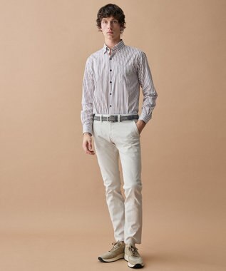 JOSEPH ABBOUD 【キングサイズ・ストレッチ・イージーケア・JAPANファブリック】ストライプストレッチ シャツ ローズ系1