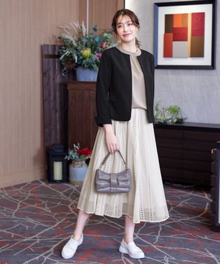 Tiaclasse L 【ダブルクロス】ノーカラージャケット ブラック