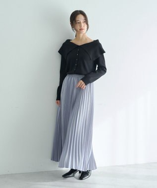 YECCA VECCA サテンプリーツスカート Ivory