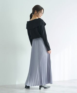 YECCA VECCA サテンプリーツスカート Ivory