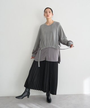 YECCA VECCA サテンプリーツスカート Ivory