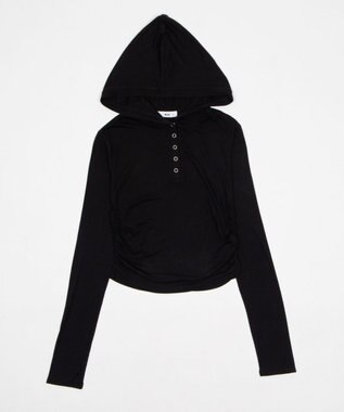 WEGO ヘンリーネックフードロンT ブラック