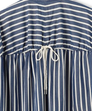 J.PRESS YORK STREET 【WOMEN】ワンウォッシュ ストライプ シャツワンピース ネイビー系1