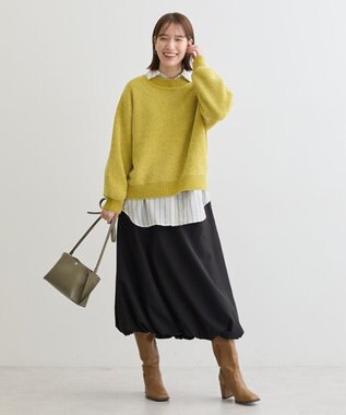 Green Parks ベロアモールモックネックニットプルオーバー Yellow