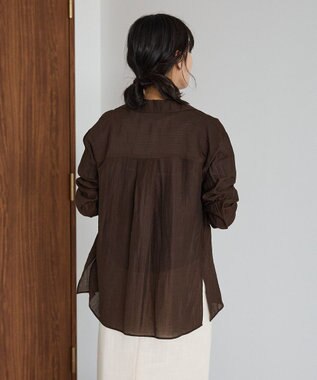 CRAFT STANDARD BOUTIQUE シアーオープンカラーシャツ Brown