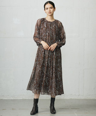 自由区 L 【SHIHOさん着用】ペイズリープリント ワンピース モカ