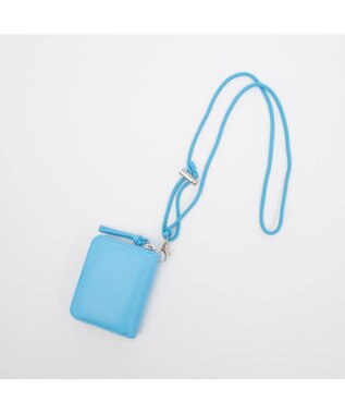 UNBILLION ペルケ perche / 蛍光レザーストラップ付き・ジャバラカードウォレット サックスブルー
