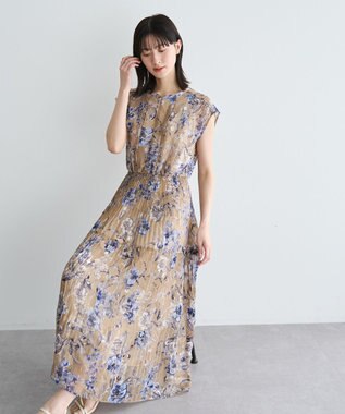 YECCA VECCA 【追加生産】フラワー柄シアープリーツワンピース
