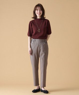 ANY 【マシンウォッシュ】モックネックパフスリーブニット ボルドー