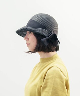 AND WOOL 〈UVカット加工〉〈軽くて折りたためる〉リボンの帽子 ブラック