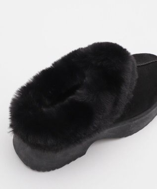 WEGO 【25年秋冬新作/あったかい】ムートンタッチサボ ブラック