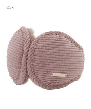 MOONBAT FURLA(フルラ) コーデュロイ×ファー バックアームイヤマフ ピンク