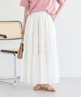 earth music&ecology ティアードギャザースカート Off White