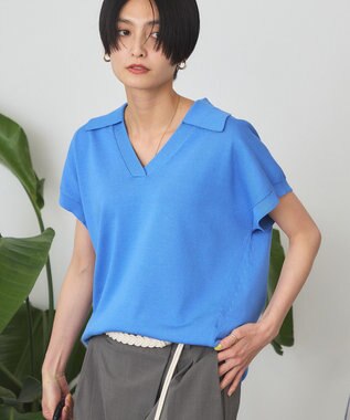 AMERICAN HOLIC フレンチスリーブスキッパールーズニットプルオーバー Blue