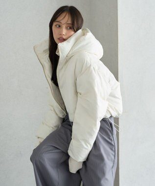 earth music&ecology 2wayパファー ショートブルゾン アイボリー