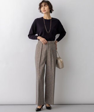 23区 L 【先行予約】ネオコンフォートストレッチ レーシーデザイン ニット ネイビー系