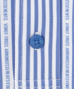 23区GOLF 【キングサイズ】ロゴストライプ 長袖シャツ サックスブルー系2