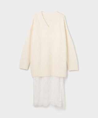 GRACE CONTINENTAL シアーレースニットワンピース キナリ