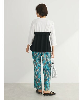 Green Parks ７分袖ビスチェドッキング風カットプルオーバー Black