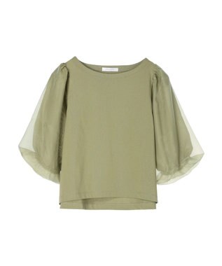 Green Parks オーガンジードッキングプルオーバー Light Green