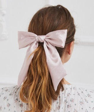 Maison de FLEUR ランダムビジューリボンバレッタ Pink