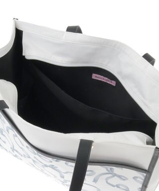 Maison de FLEUR リボンプリントスクエアトートバッグ Black