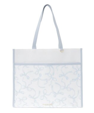 Maison de FLEUR リボンプリントスクエアトートバッグ Light Blue